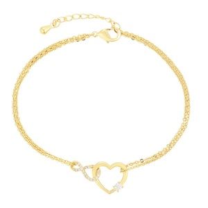 Heart Infinity Bracelet 14k Gold Plated Double Chain Luxury Jewelry